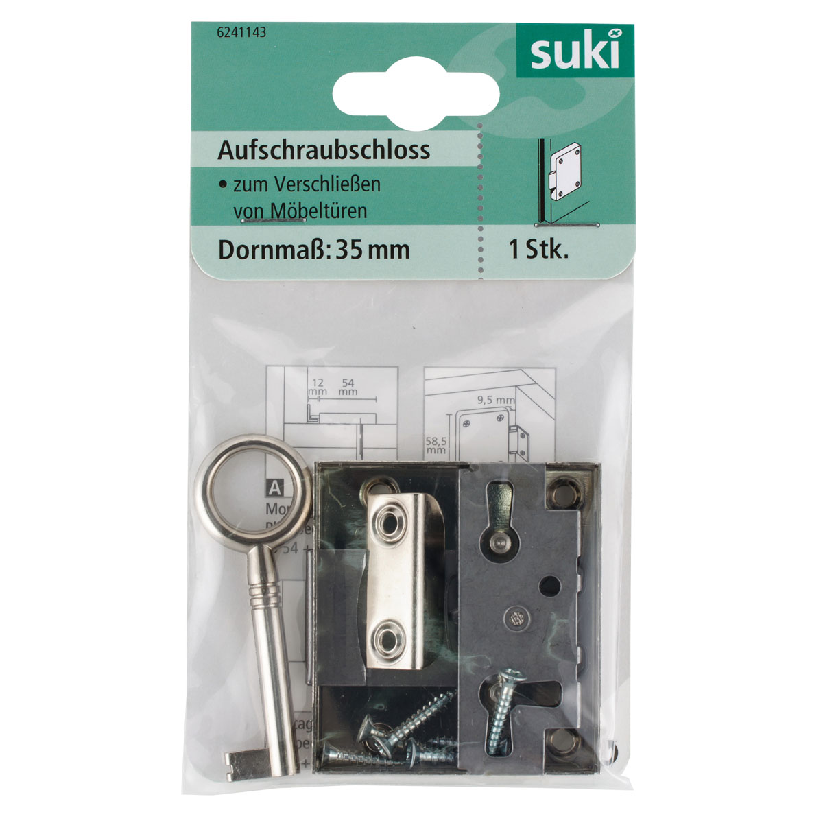 Suki Aufschraubschloss gleichschließend 35 x 54 x 58,5 mm Bild 1