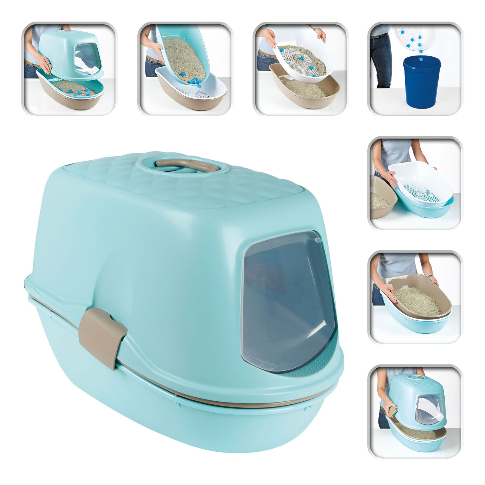 Trixie  Cat Toilette Berto Top hellblau 39 x 42 x 59 cm