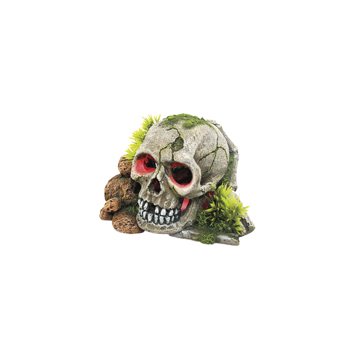 Aqua Ornaments Schädel mit Pflanzen LED 15,5 x 13,3 x 9,5 cm