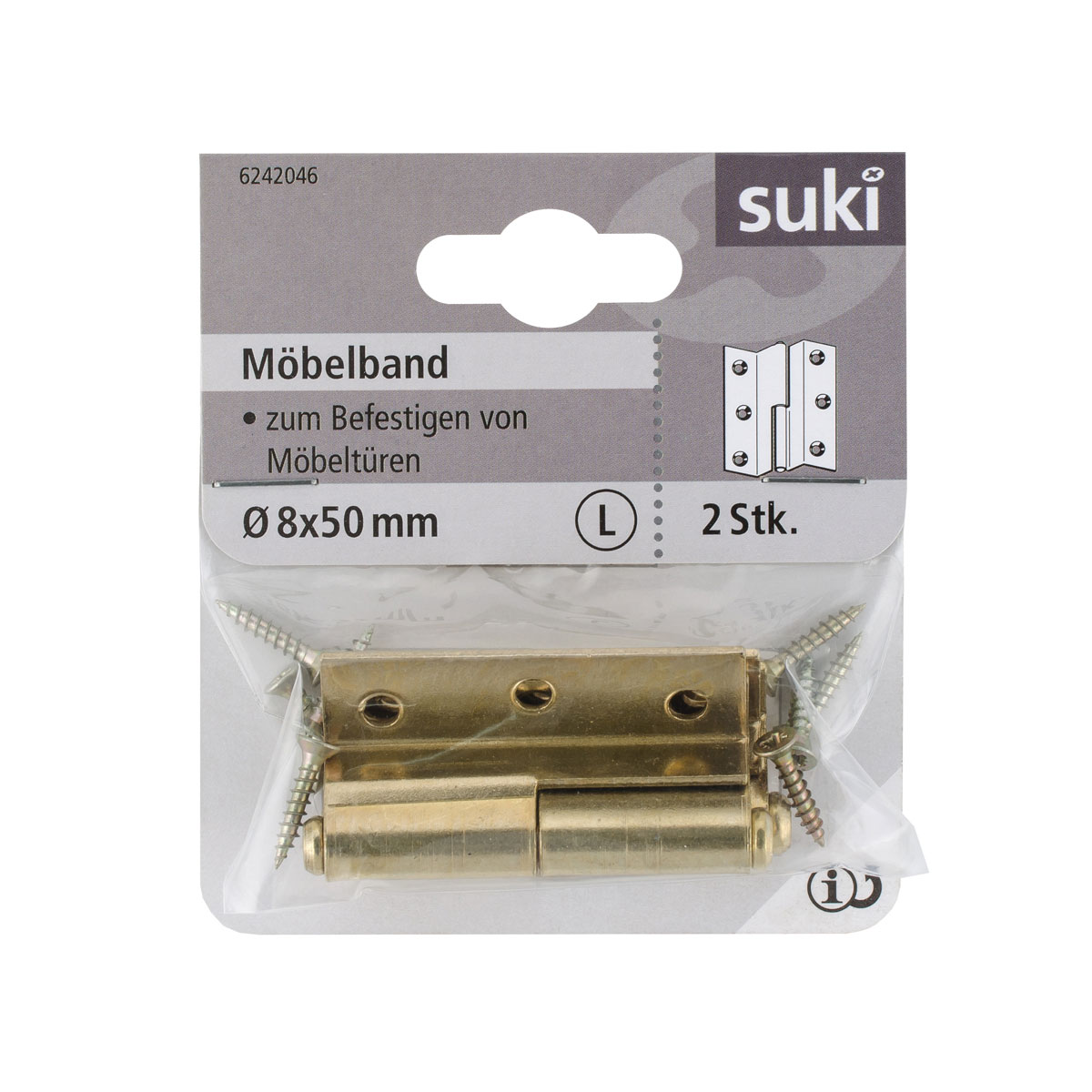 Suki Möbelband 50 mm links gekröpft vermessingt 2 Stück