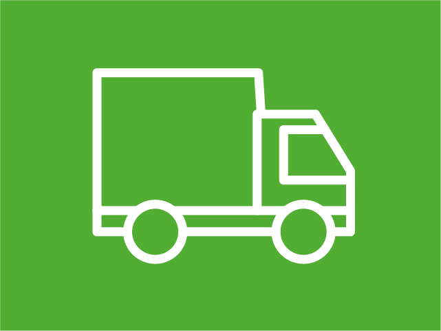 Symbol eines Lastwagens auf grünem Hintergrund.