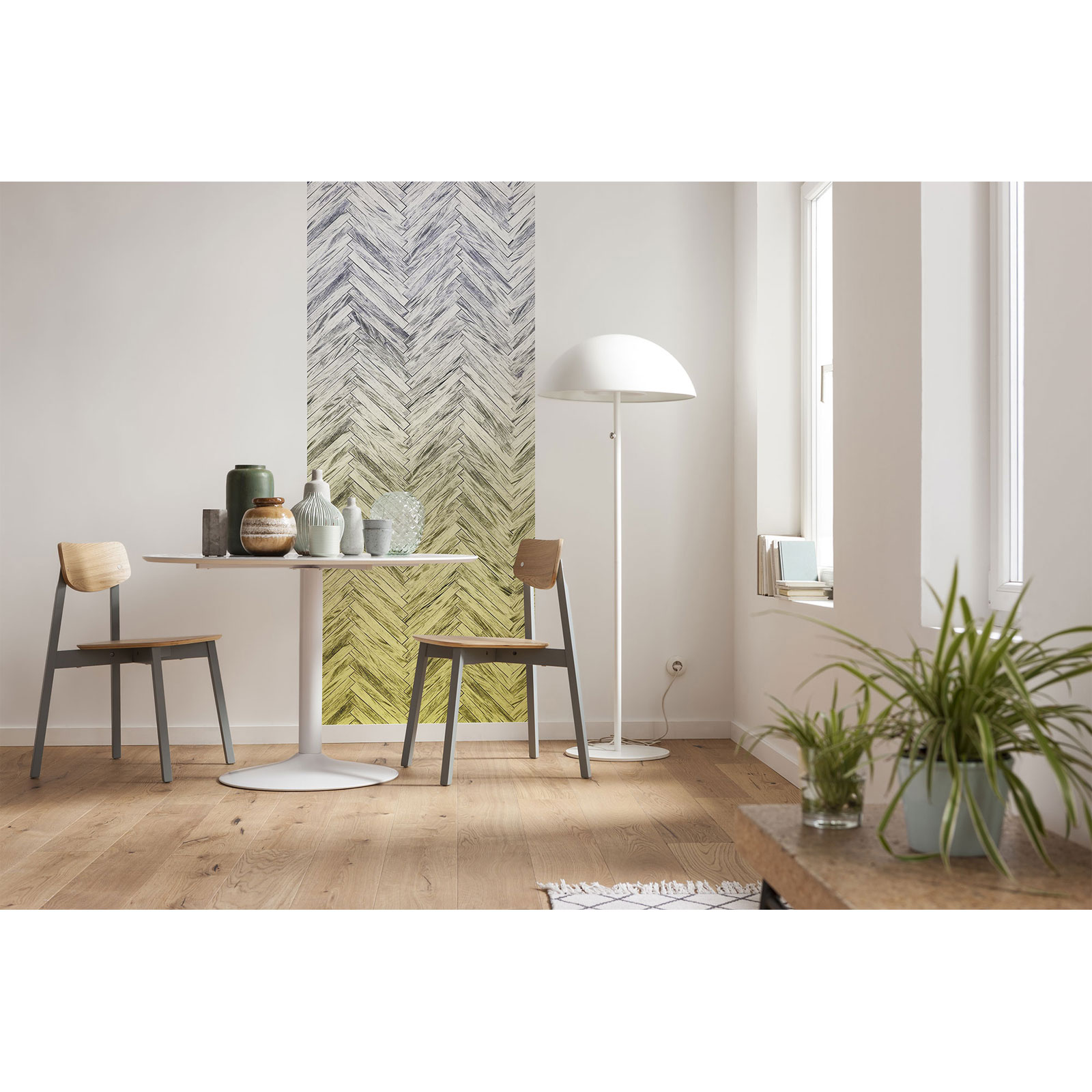 Komar  Vlies Fototapete Herringbone Yellow Panel 100x250 cm