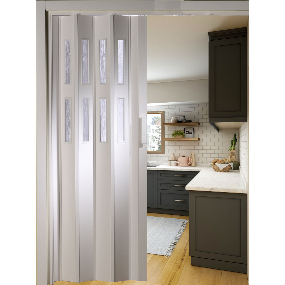 FORTE Kunststoff-Falttür Luciana B 88,5 x H 202 cm weiß 2 Fenster Bild 3