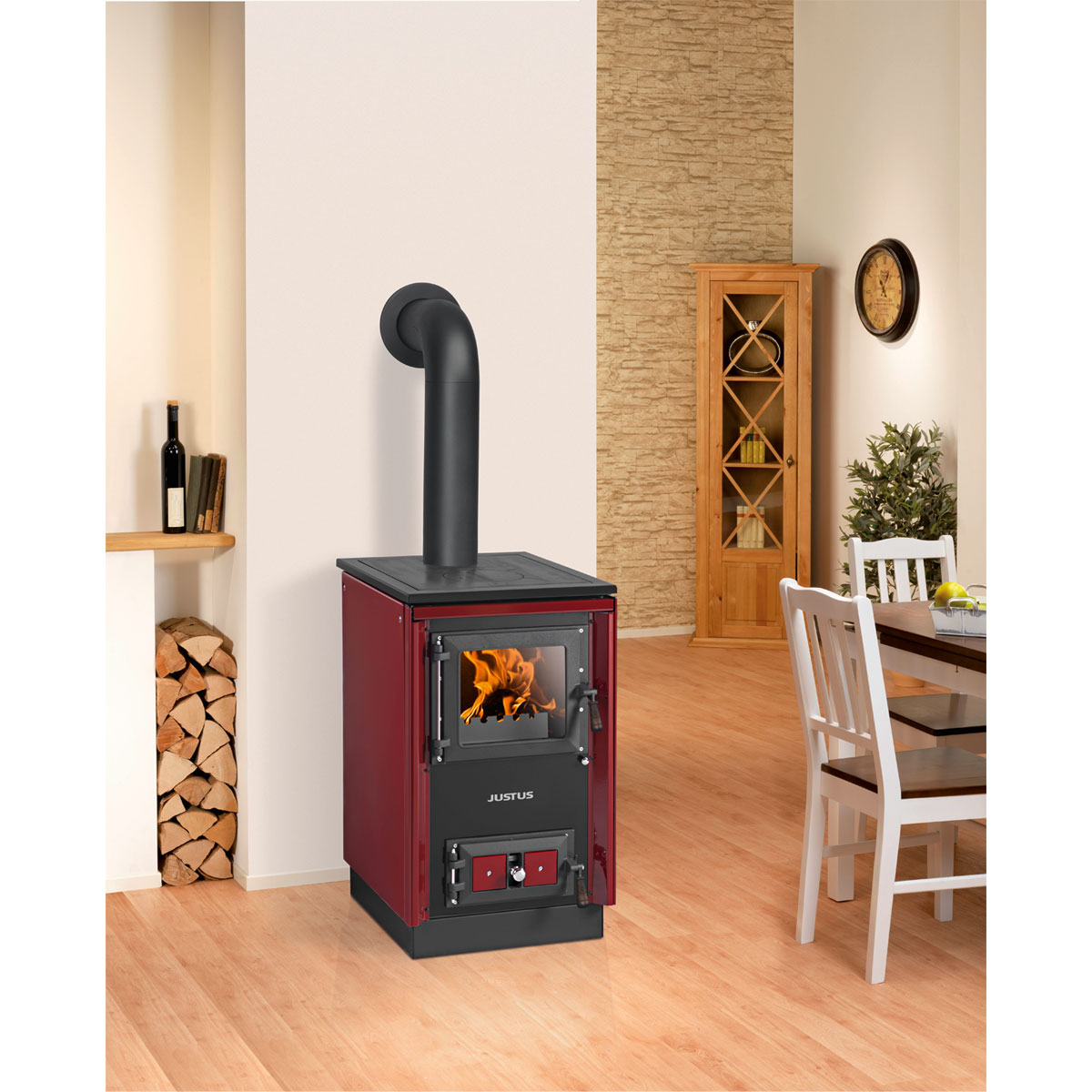 Justus Festbrennstoffherd Rustico-50 2.0 bordeaux Bild 2