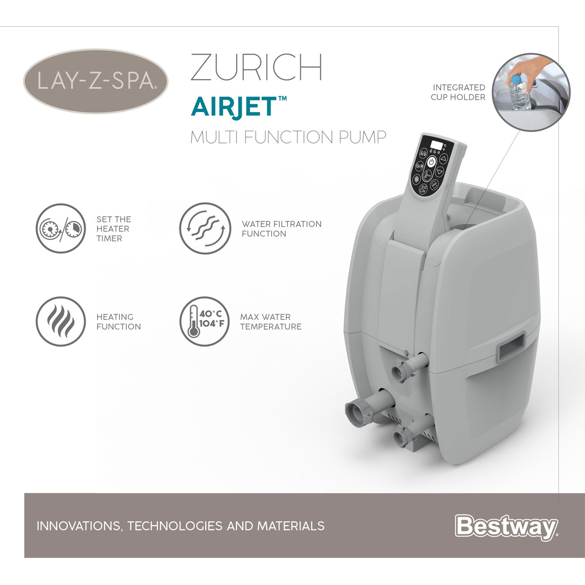 Bestway LAY-Z-SPA ECO-Whirlpool Zurich AirJet Durchmesser 180 x 66 cm Bild 7