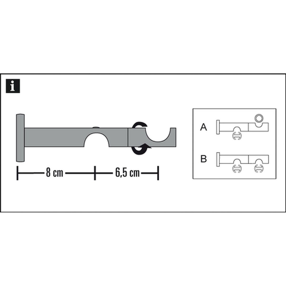 Gardinia Doppel-Kombiträger offen für Durchmesser 20/25 mm 8/6,5 cm Edelstahl-optik Bild 2