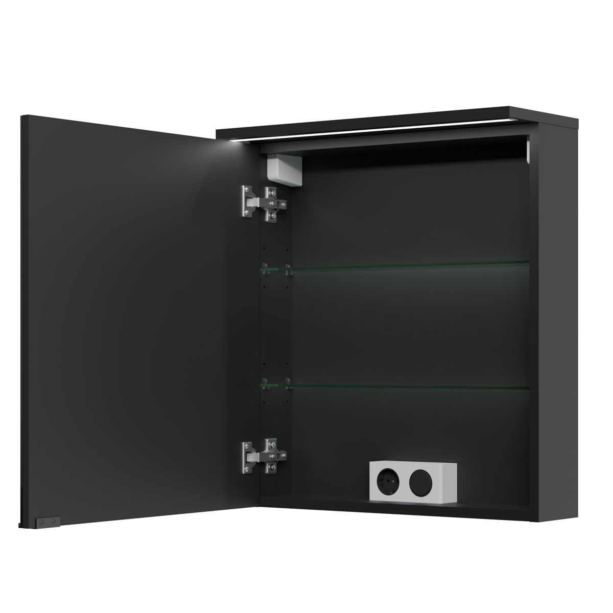 Spiegelschrank Mara, 55cm, 1 Tür, Soft-Close, LED-Kranzbeleuchtung Bild 3