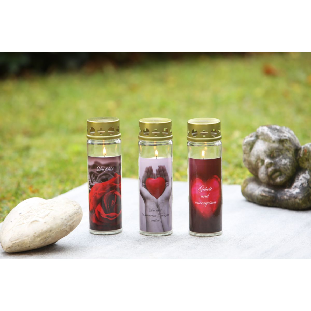 Flower Power Grabkerze GLORIA mittel 6,3 x 20,5 cm Glas