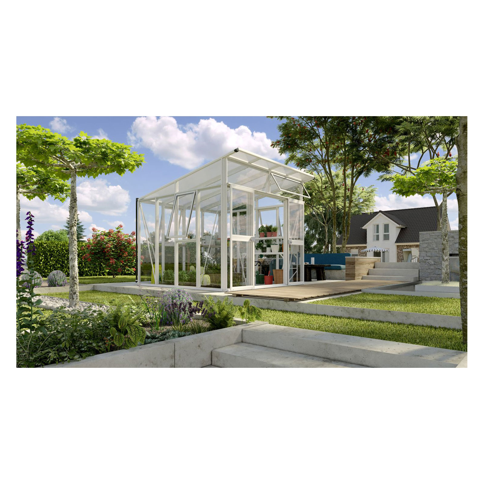 Vitavia Gewächshaus Aura 7800 7,8m² 3 mm Einscheibensicherheitsglas weiß