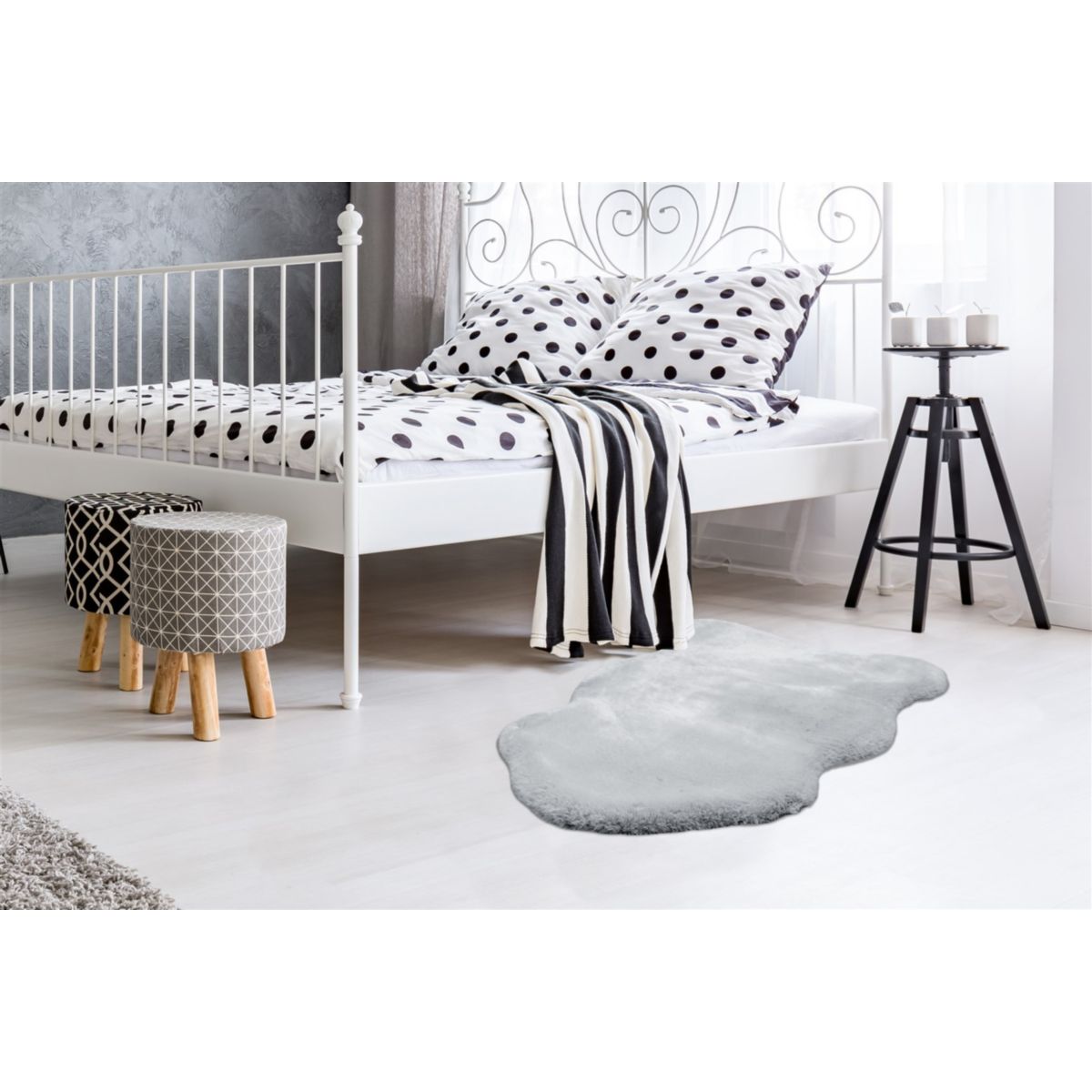 Hochflorteppich „Rabbit Sheepskin 200“, grau/blau Bild 5