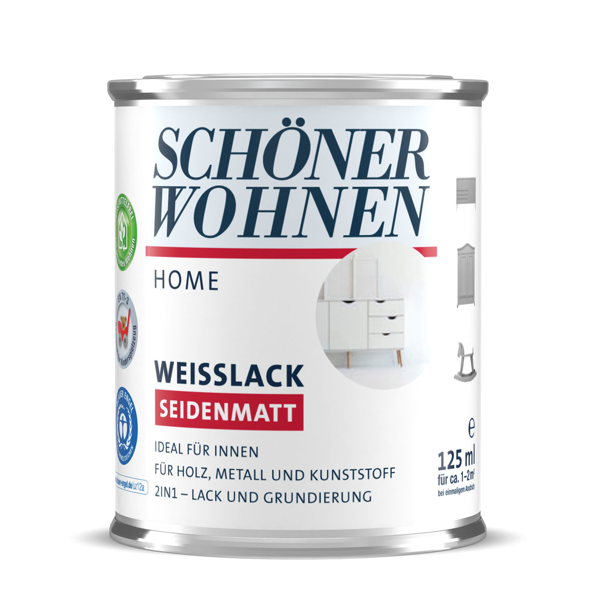 Schöner Wohnen Farbe Weißlack Home seidenmatt 125 ml
