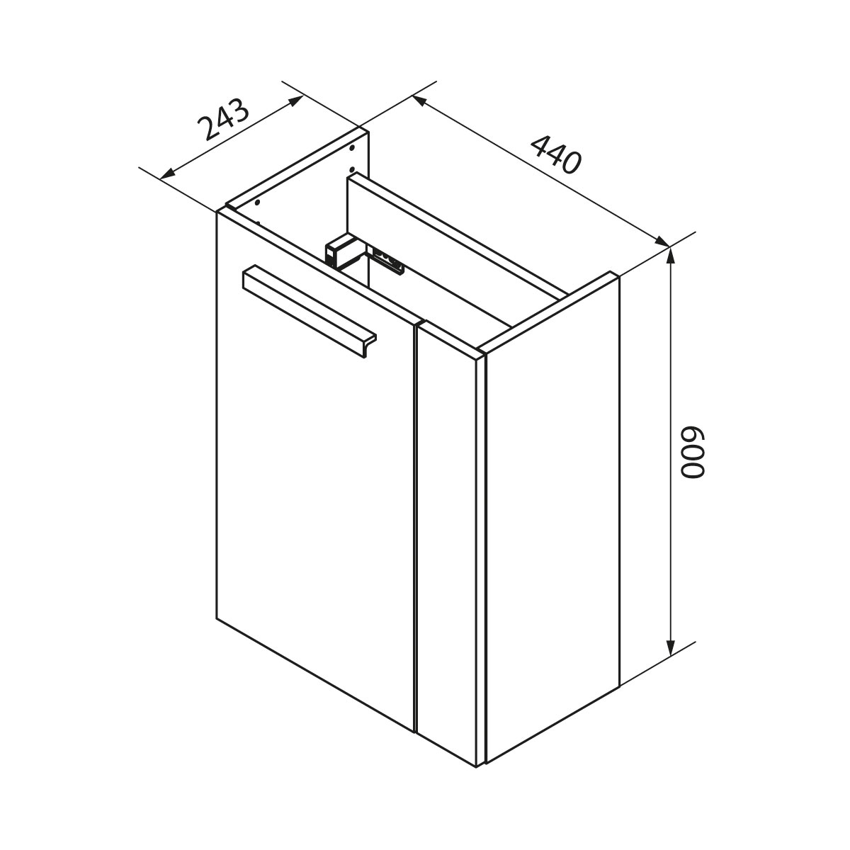 Fackelmann  Gäste-WC Waschtischunterschrank links SBC 440 x 600 x 243 mm Graueiche Bild 9