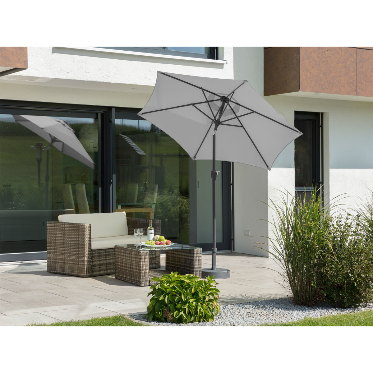 Schneider Schirme Sonnenschirm Bilbao Durchmesser 220 cm silbergrau Bild 4