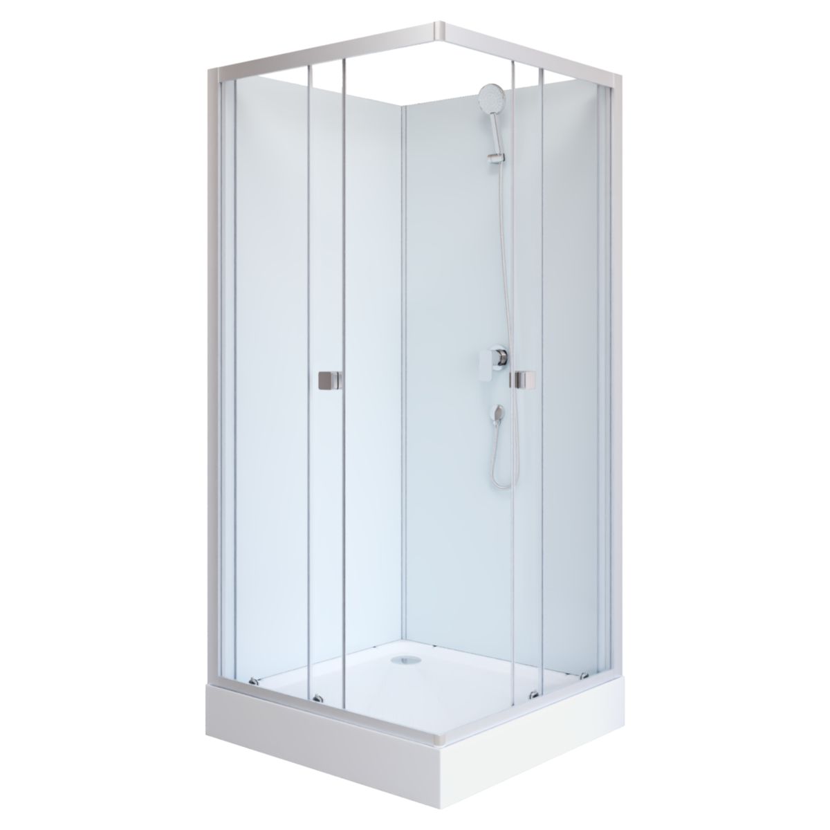 Aurlane Komplettdusche Essential, eckig, Farbe: Silber, 85x85x197,5cm