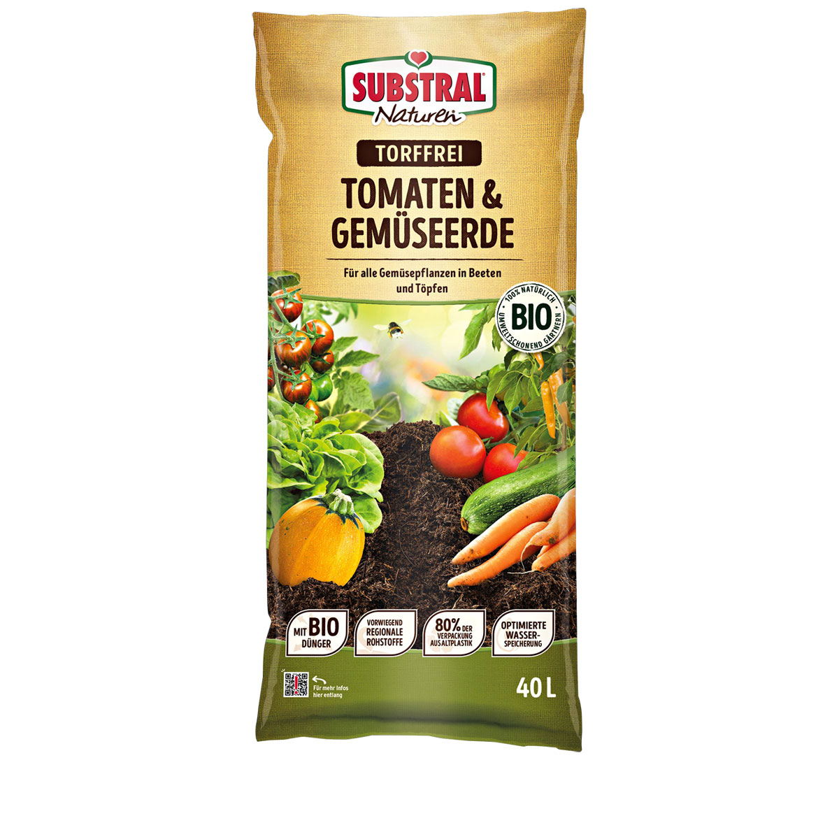 Substral Tomate und Gemüse Erde Bio und torffrei 40 L