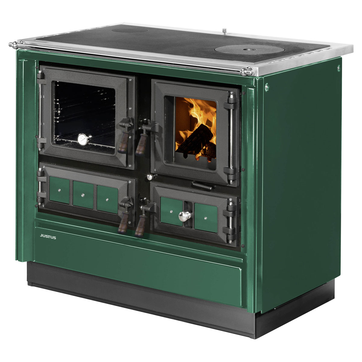 Justus Festbrennstoffherd Rustico-90 2.0 Grün links