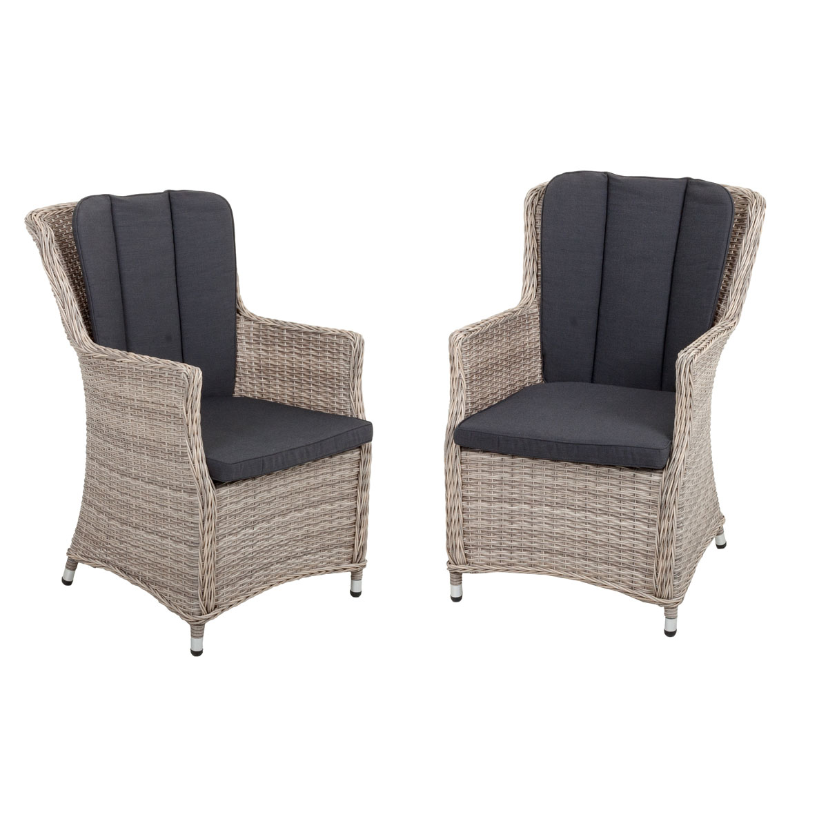 Armsessel Dijon mit geschwungener Rückenlehne 2er Set