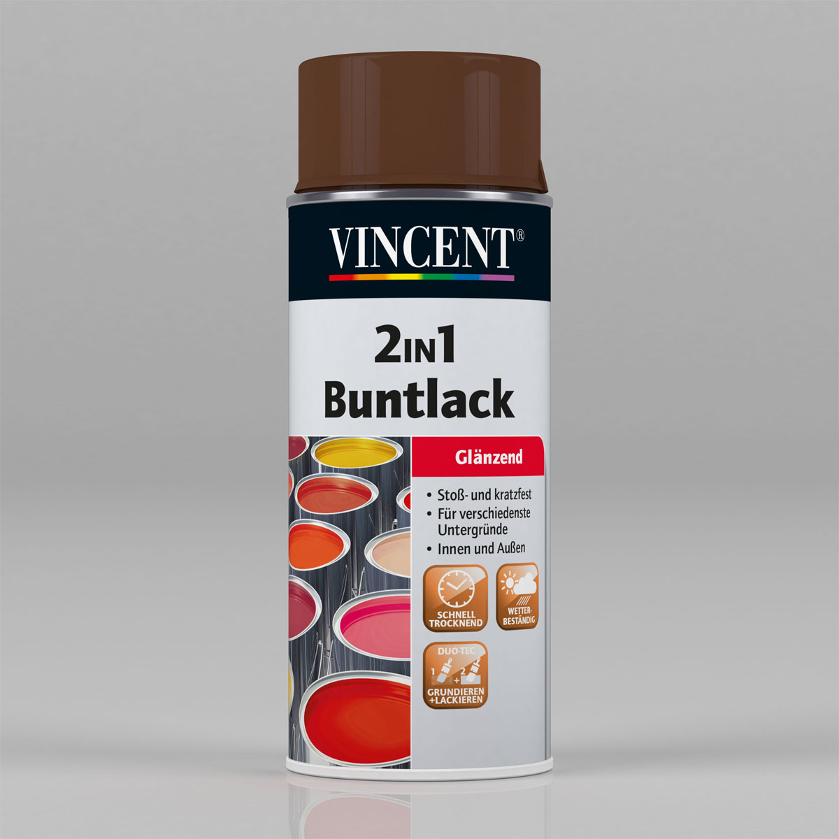 Vincent 2in1 Buntlack Spray Nussbraun glänzend 0,15 L