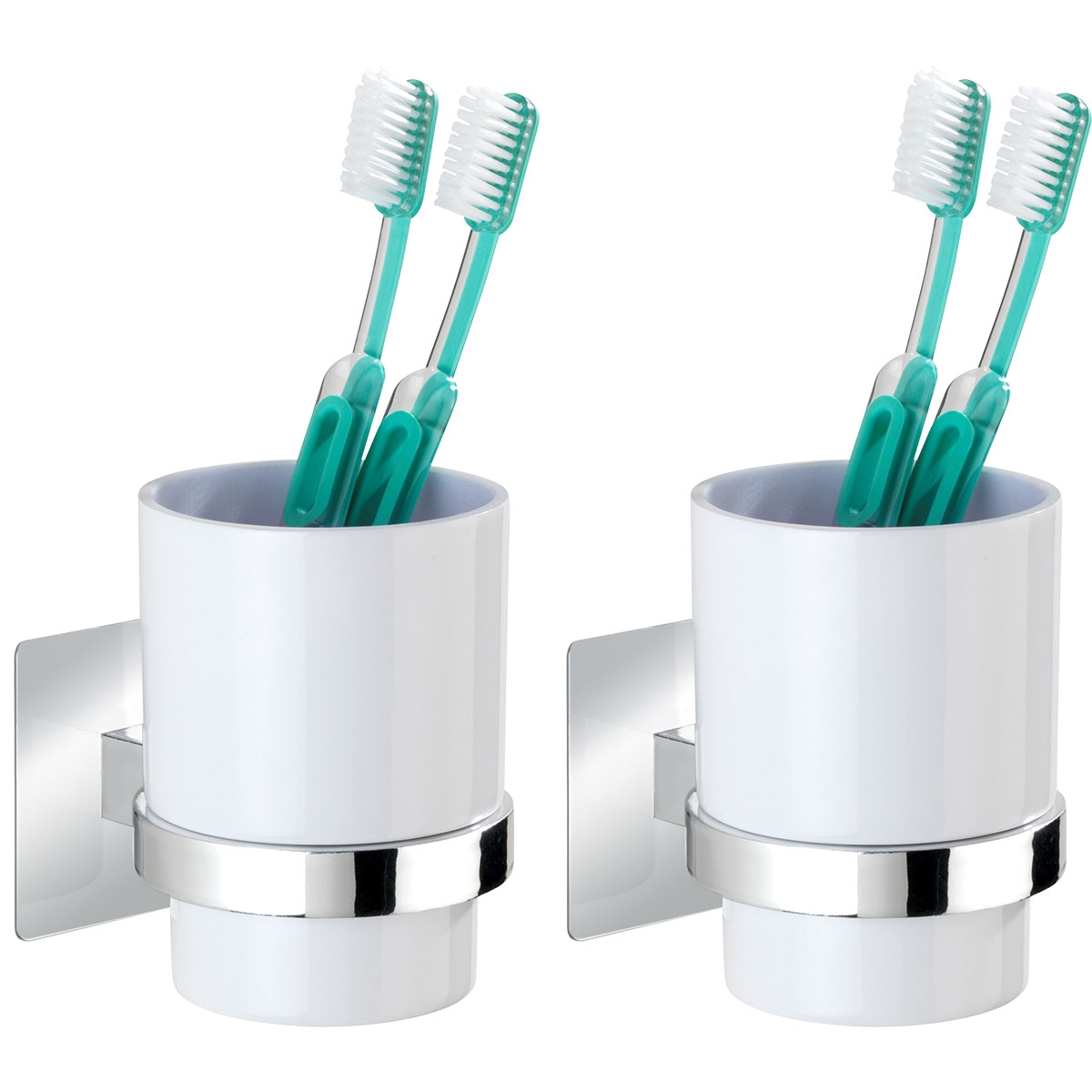 Wenko  Turbo-Loc Zahnputzbecher Quadro 2er Set Befestigen ohne bohren Bild 1