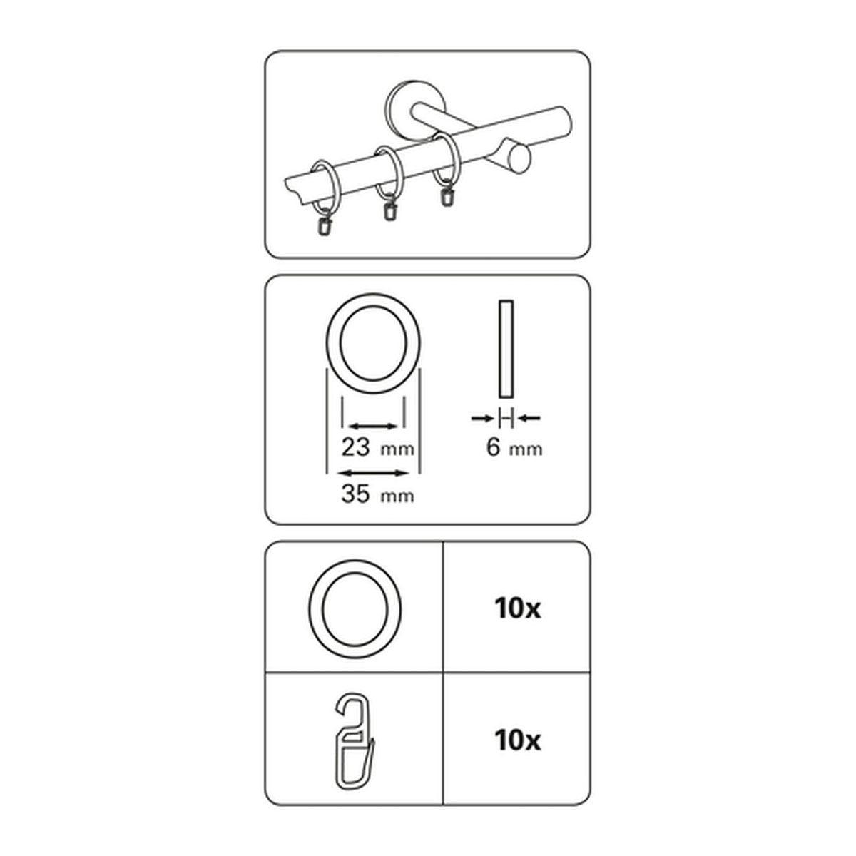 Gardinia Gardinenringe mit Faltenlegehaken silber-matt Bild 2