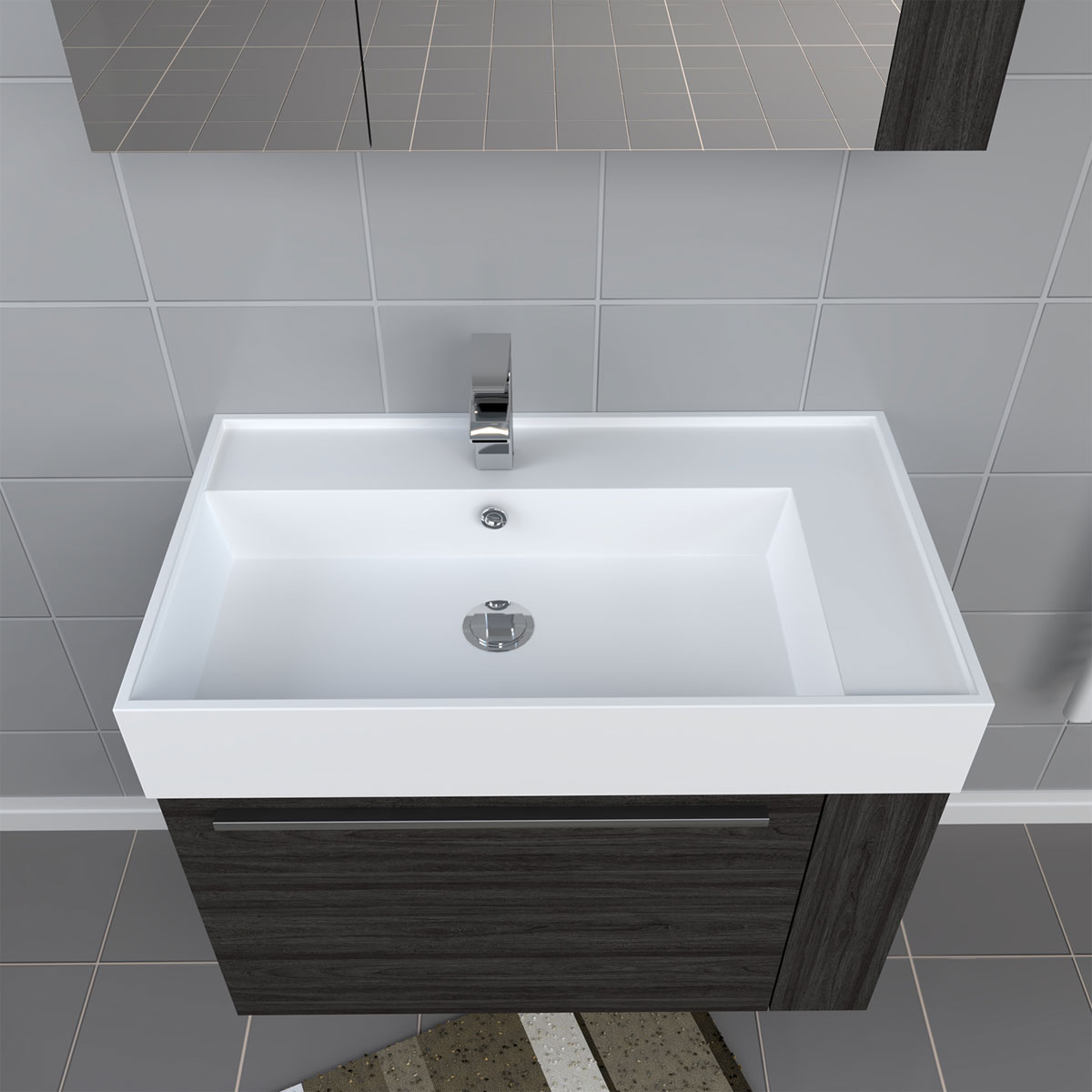 Progetto Idea Stella Badmöbel DOMUS 80 Ulme onyx mit Spiegelschrank und Lampe Bild 4