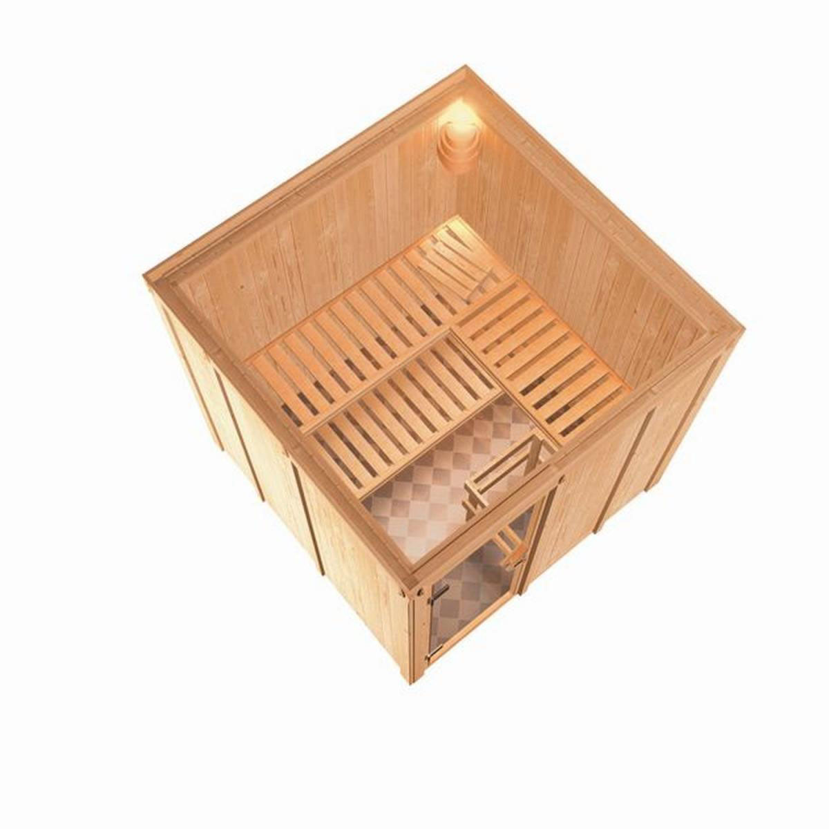 Karibu Systemsauna Rodin 68 mm 9 kW Ofen integr Strg ohne Dachkranz Bild 3