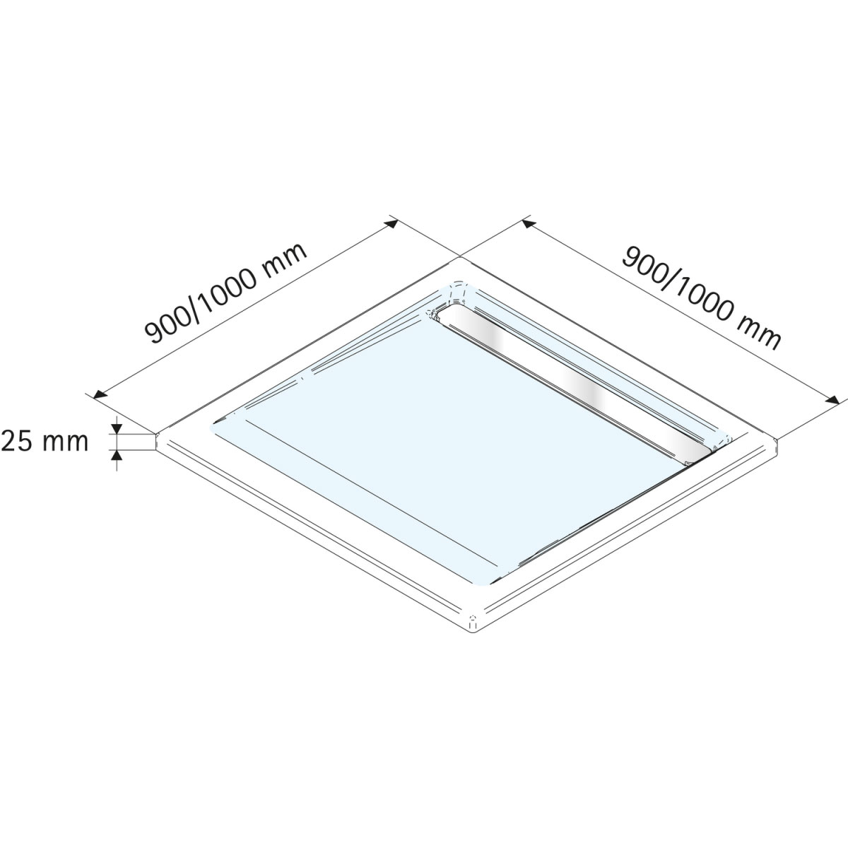 Schulte Duschwanne Quadrat extra flach Rinne 900 x 900 mm Chromoptik Bild 2