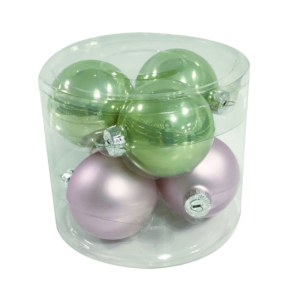 Ambientis Glaskugeln 8 cm Rosa-Mint-Mix 6 Stk.