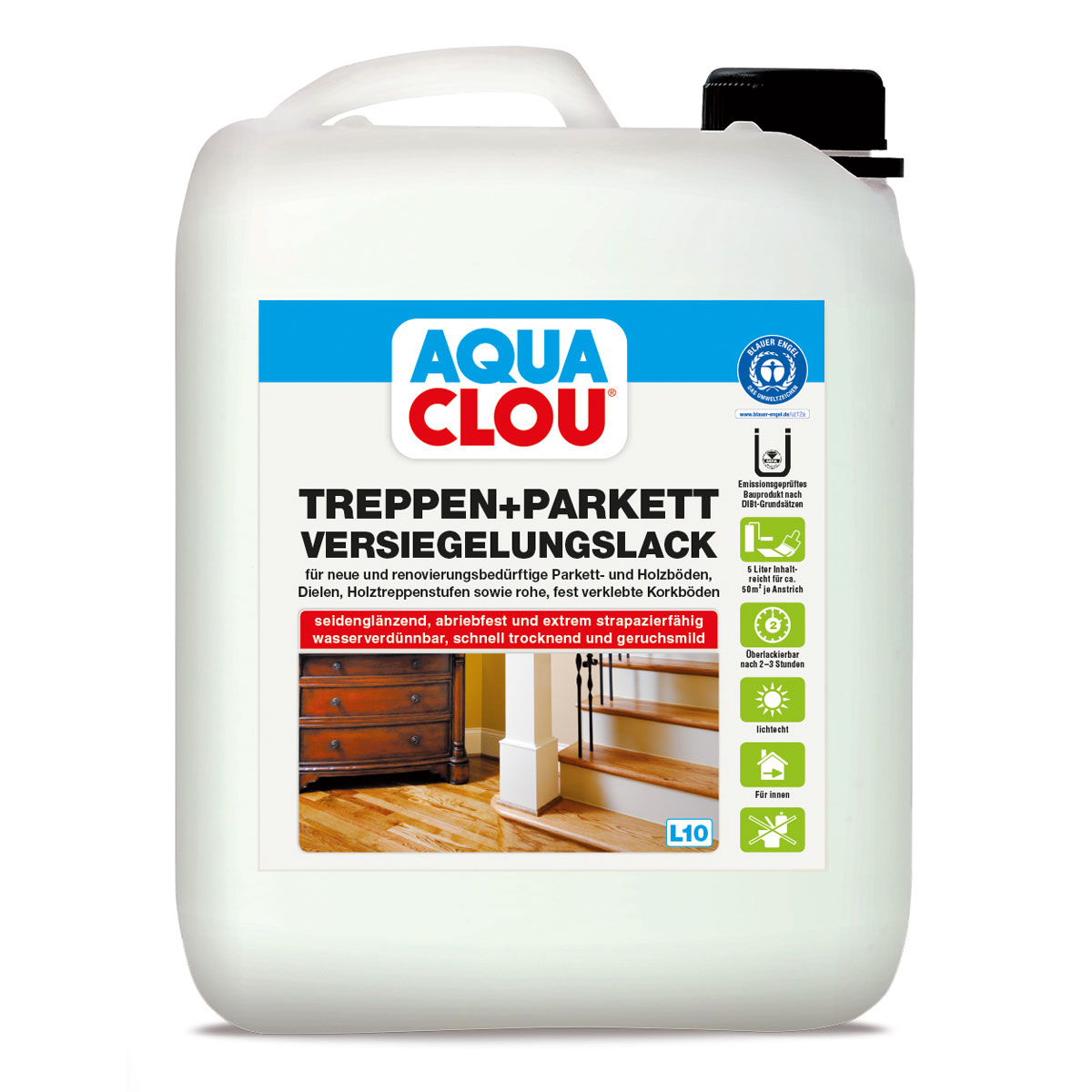 Clou Trepen- und Parkett-Versiegelungslack Aqua Clou 5 L