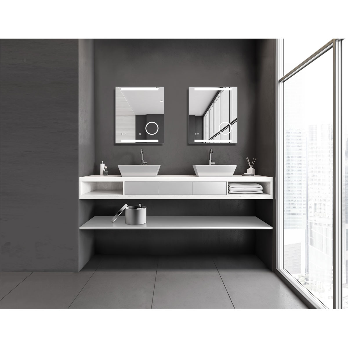 DSK  Design LED Lichtspiegel Silver Rey 60 x 70 cm Bild 4