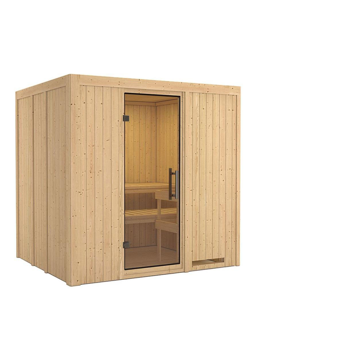Karibu Sauna Daria Fronteinstieg ohne Ofen kein Kranz Klarglas-Tür Bild 2