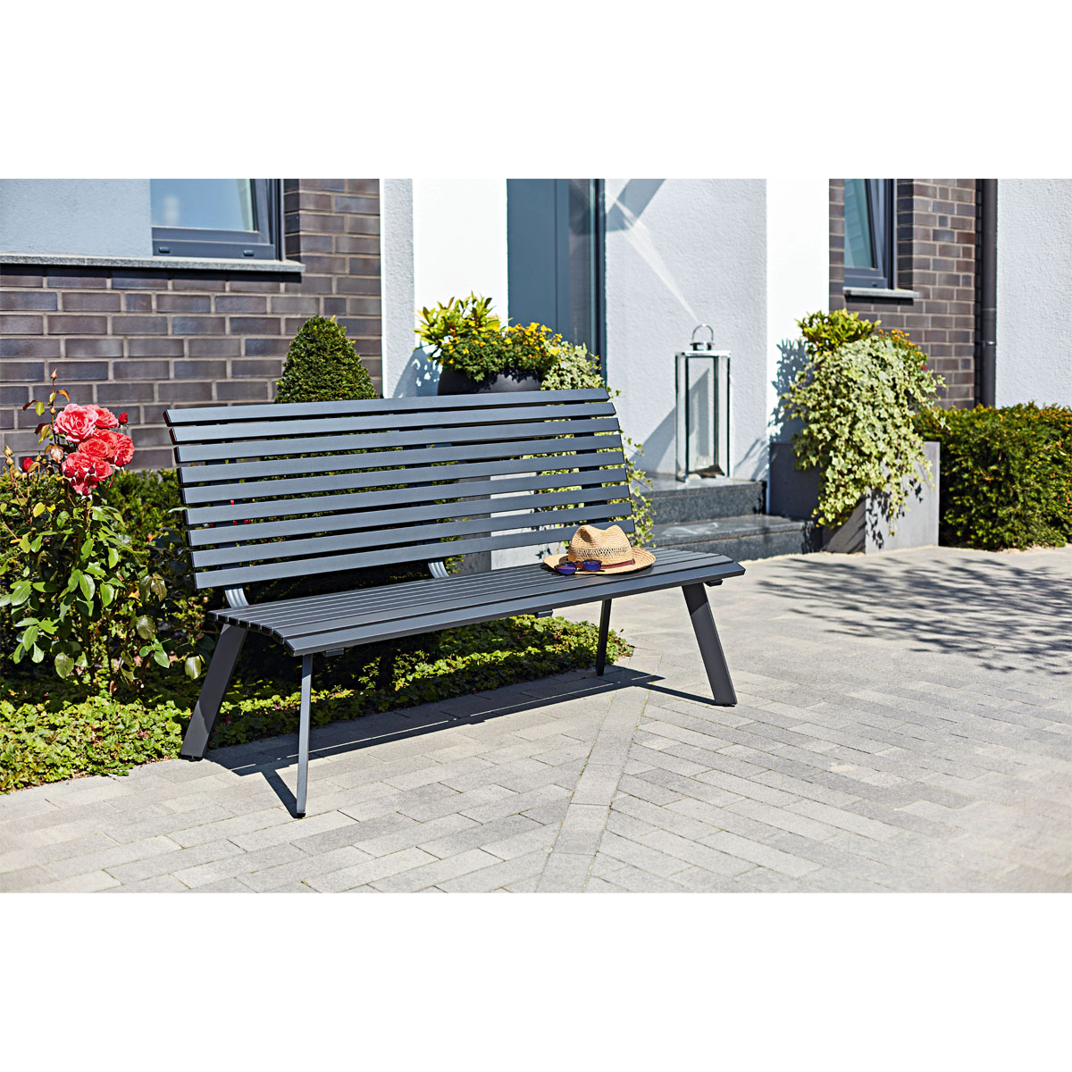 Haveson Gartenbank Halmstad anthrazit 150 x 89 x 63 cm Bild 3