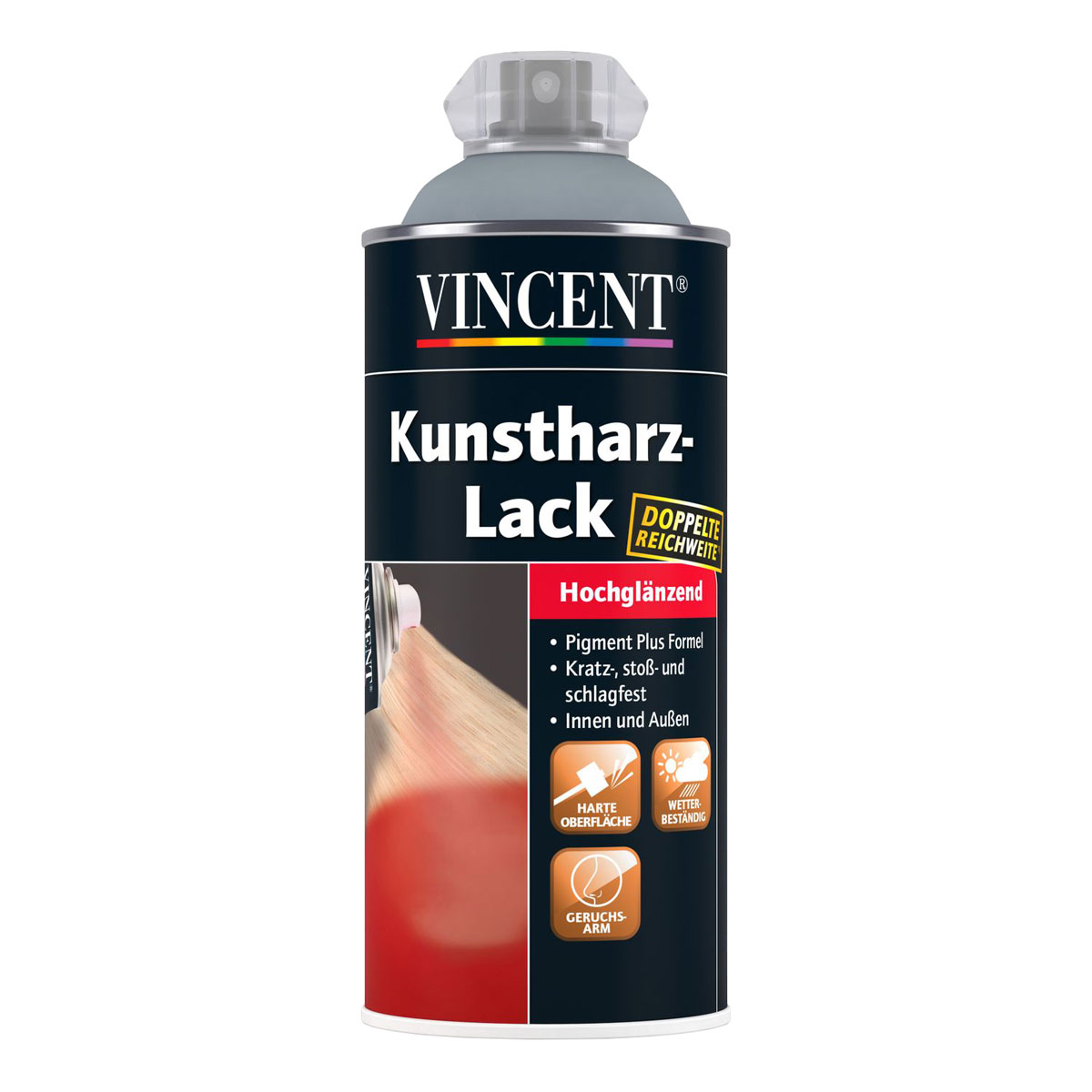 Vincent Kunstharzlack Spray Silbergrau 0,4 L Hochglänzend