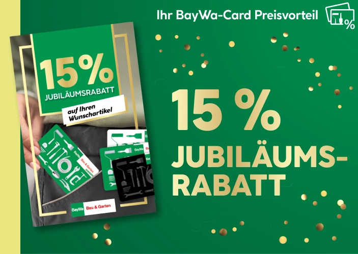 15 Prozent Jubiläumsrabatt