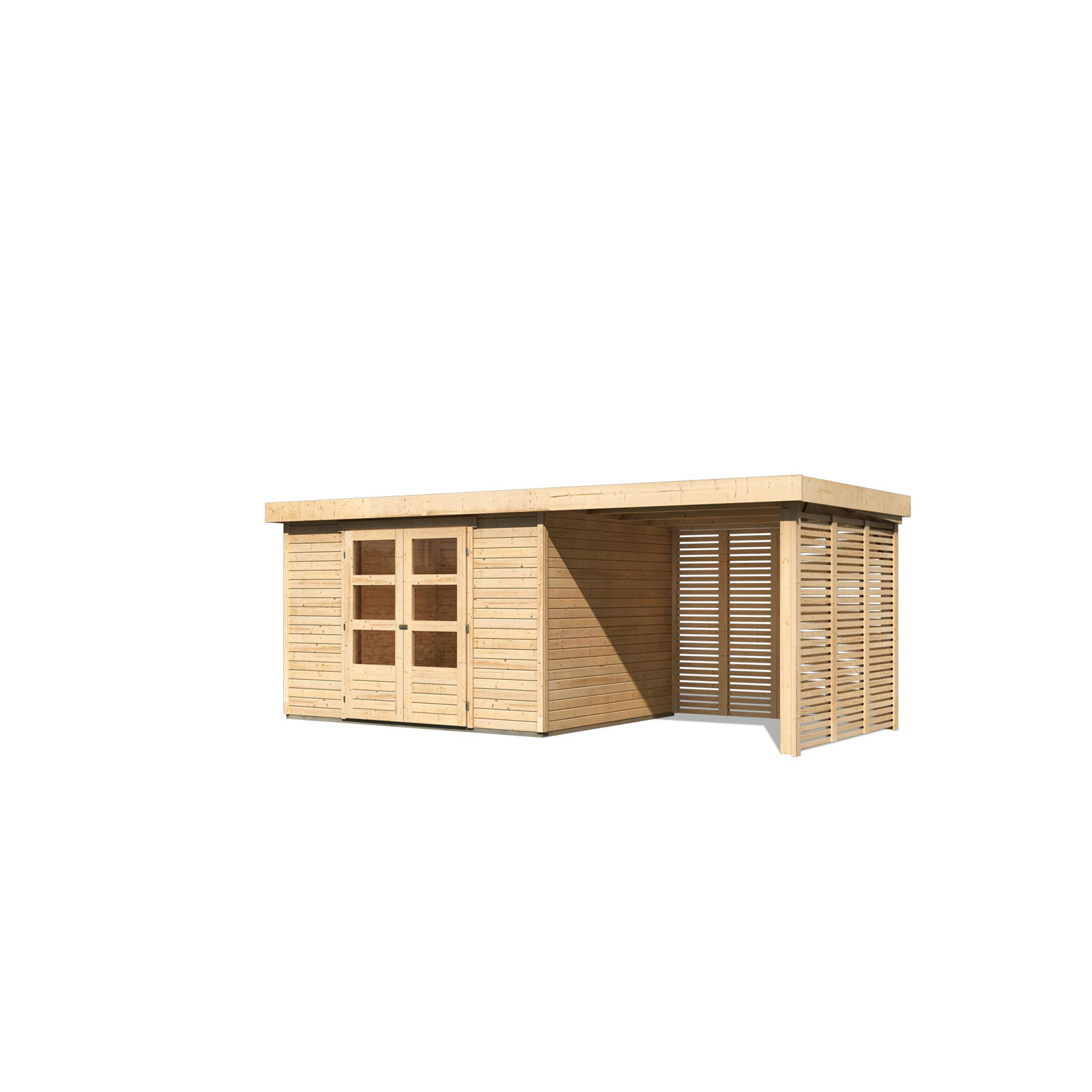 Karibu BBH Askola 5 Set mit Anbaudach naturbelassen Bild 4