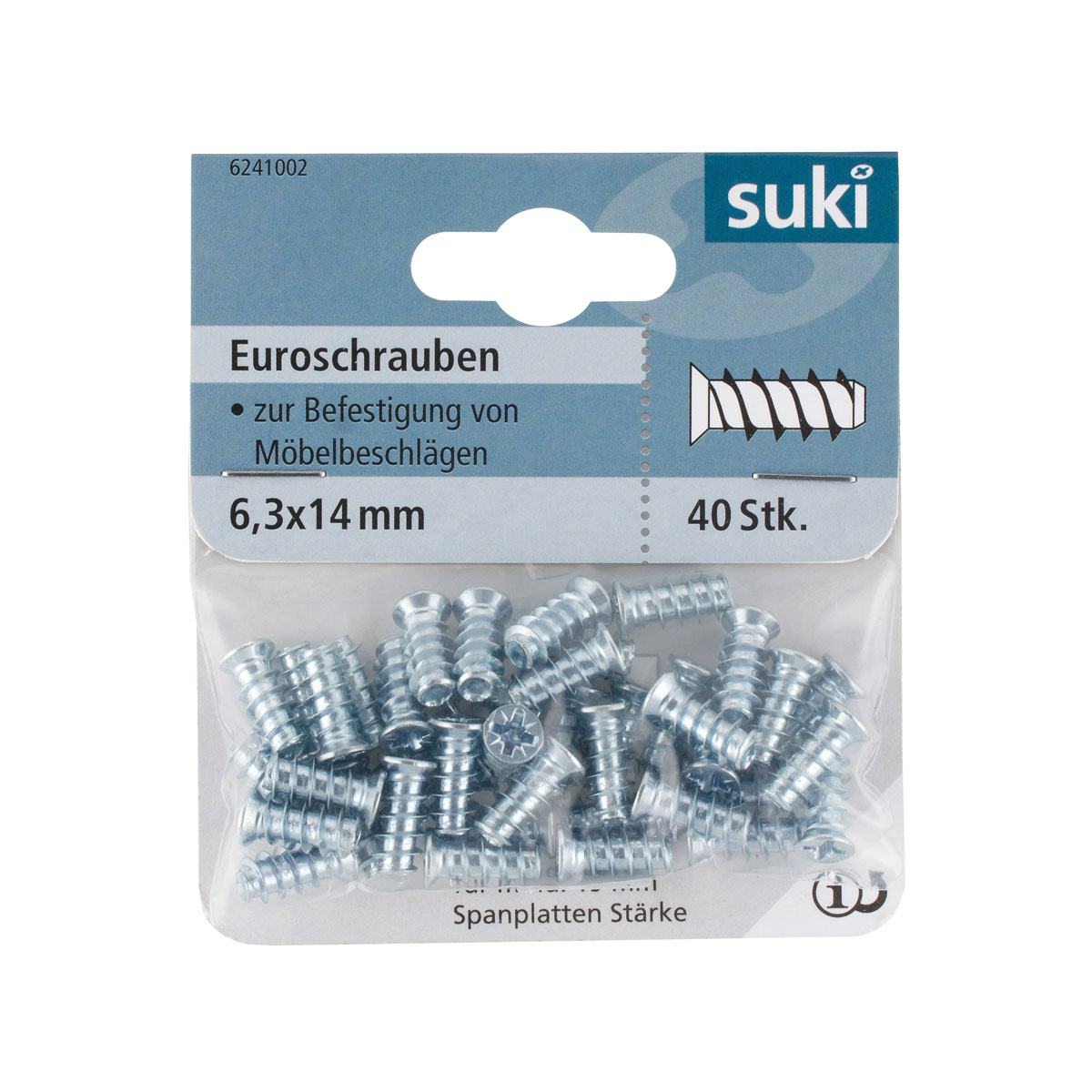 Suki Euroschraube verzinkt Durchmesser 6,3 x 14 mm 40 Stück Bild 1