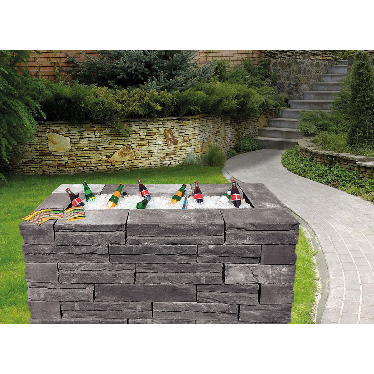 Lusit  Modul Eisbar Cremona grau-anthrazit-Melange 65 x 1,55 x 75 cm