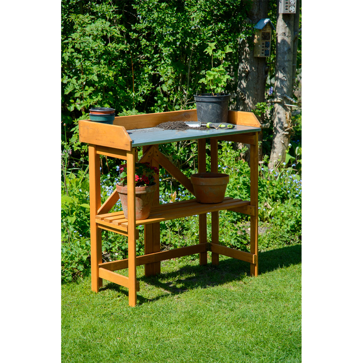 dobar Pflanztisch klappbar 85 x 89 x 44 cm braun Bild 8