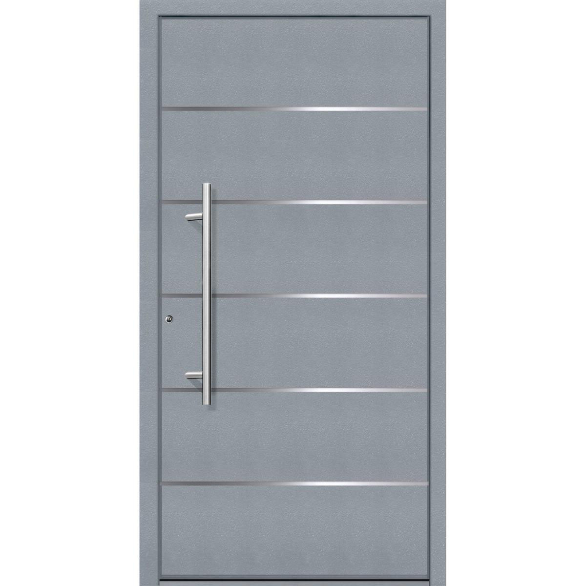 Aluminium Sicherheits-Haustür Livorno Exklusiv 75 mm grau 110 x 210 cm Anschlag links inkl Griffset