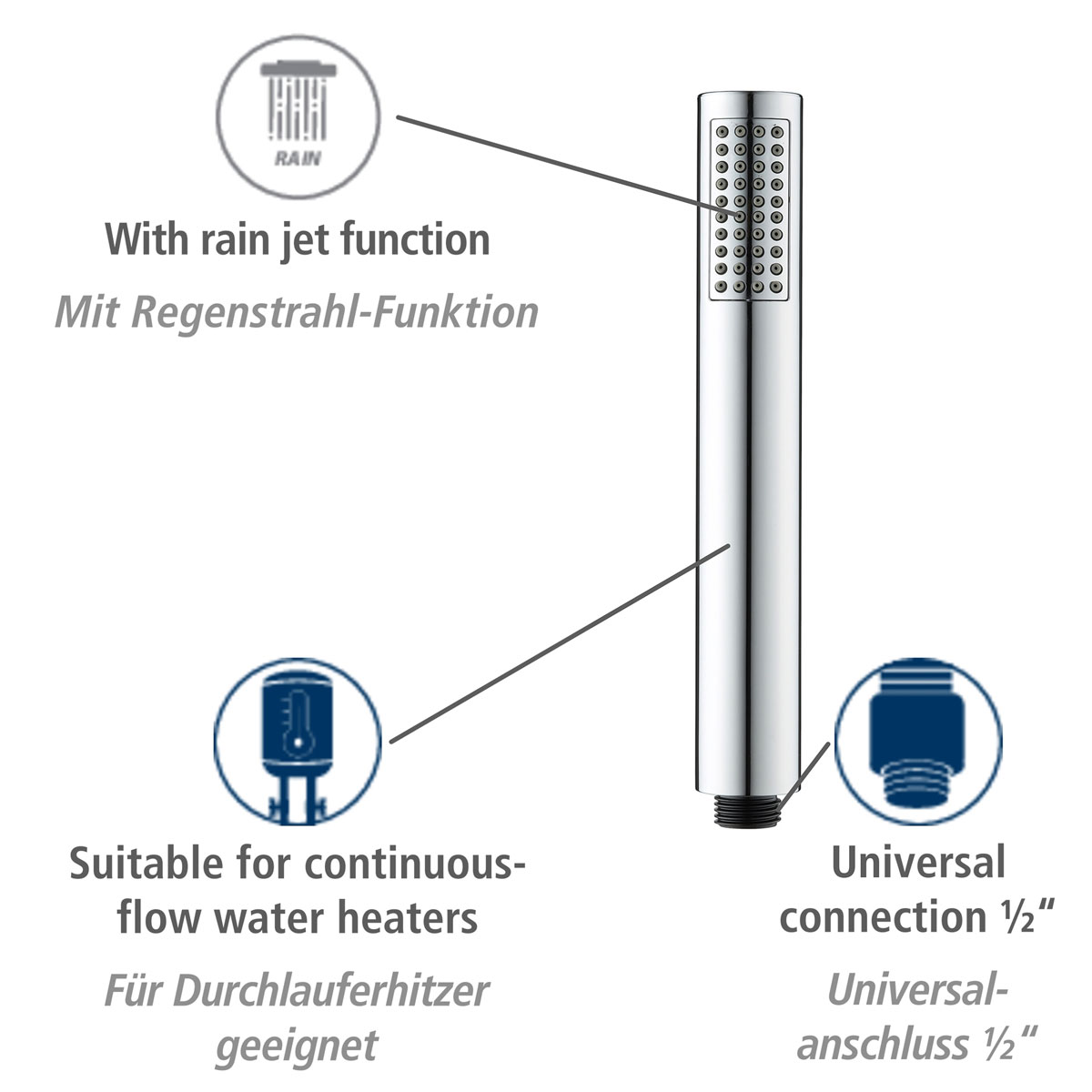Wenko Basic Line Duschkopf-Set 3tlg. Wanne chr Bild 6
