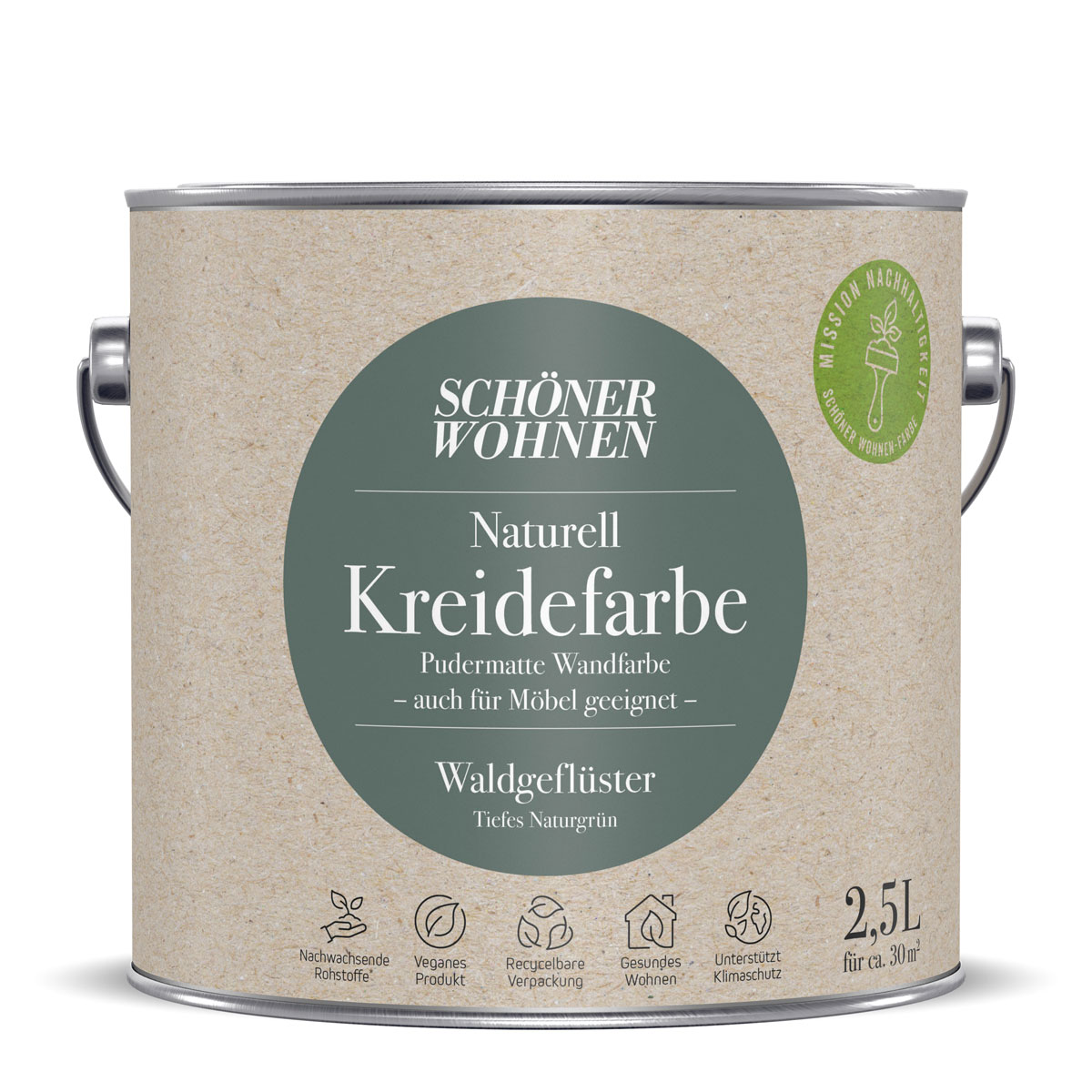 Schöner Wohnen Farbe  Naturell Kreidefarbe 2,5 L Waldgefluester Bild 1