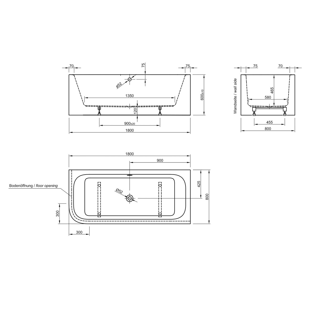Ottofond Whirlpool-Komplettset Spirit links 180 x 80 cm weiß inklusive Wannenrandarmatur S2000 Bild 3