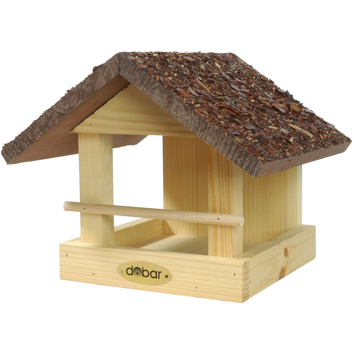 dobar Vogelfutterhaus mit Rindendach 20 x 22,5 x 18 cm Kiefer