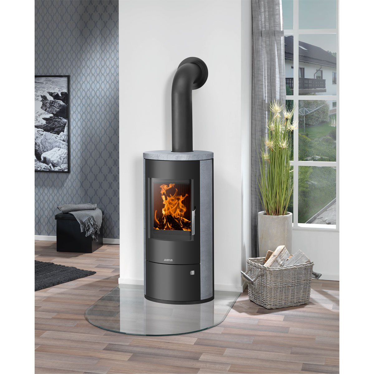 Kaminofen Austin 5 Stahl SchwarzSpeckstein Bild 2