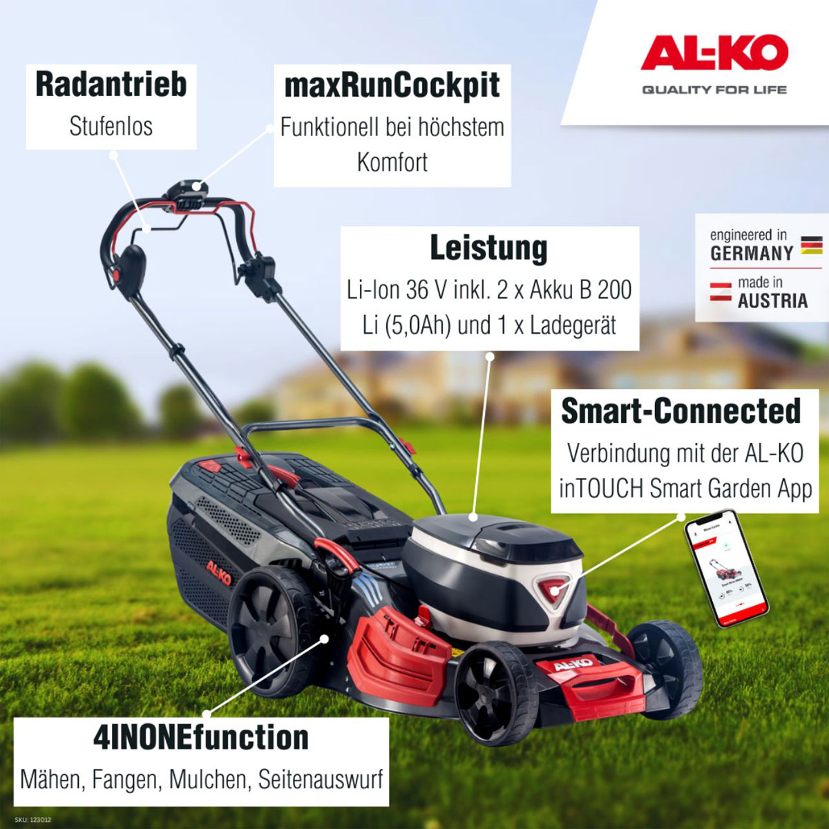 AL-KO  Akku-Rasenmäher 512 36V Li VS-W Premium inkl Akku und Ladegerät Bild 2