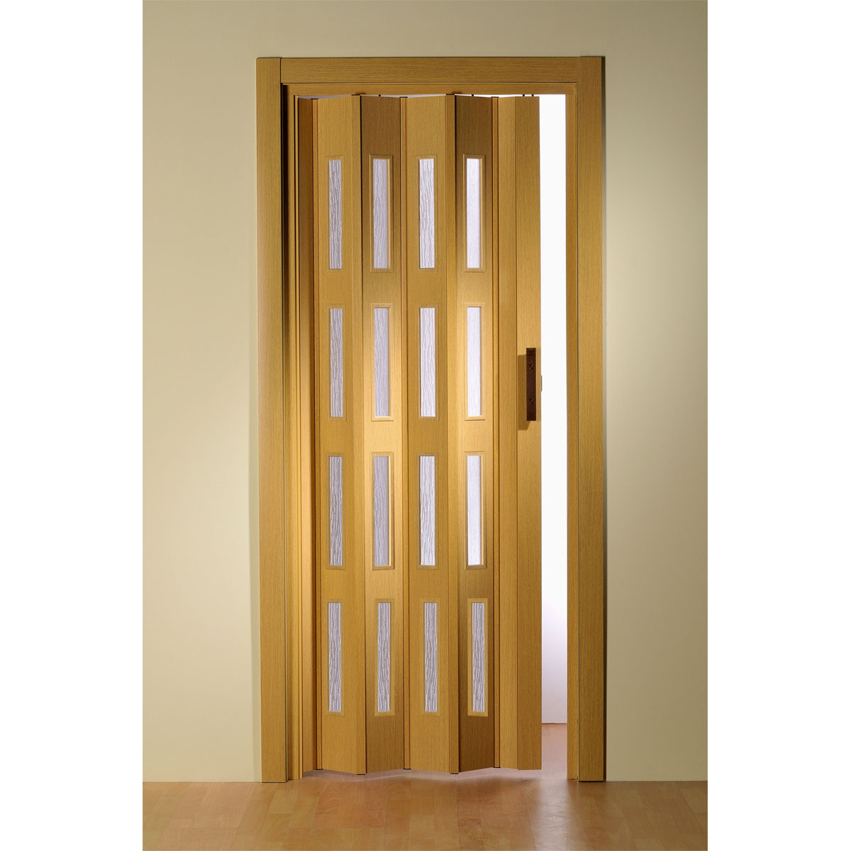 FORTE Kunststoff-Falttür Luciana B 88,5 x H 202 cm Eiche hell 4 Fenster Bild 1