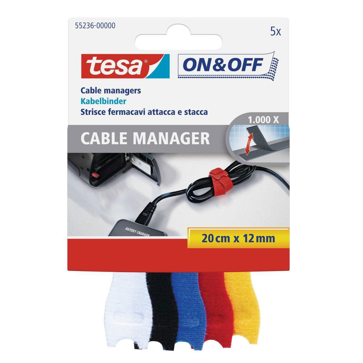 Tesa -Klettband Cable Manager small bunt 12 mmx20 cm 5 Stück