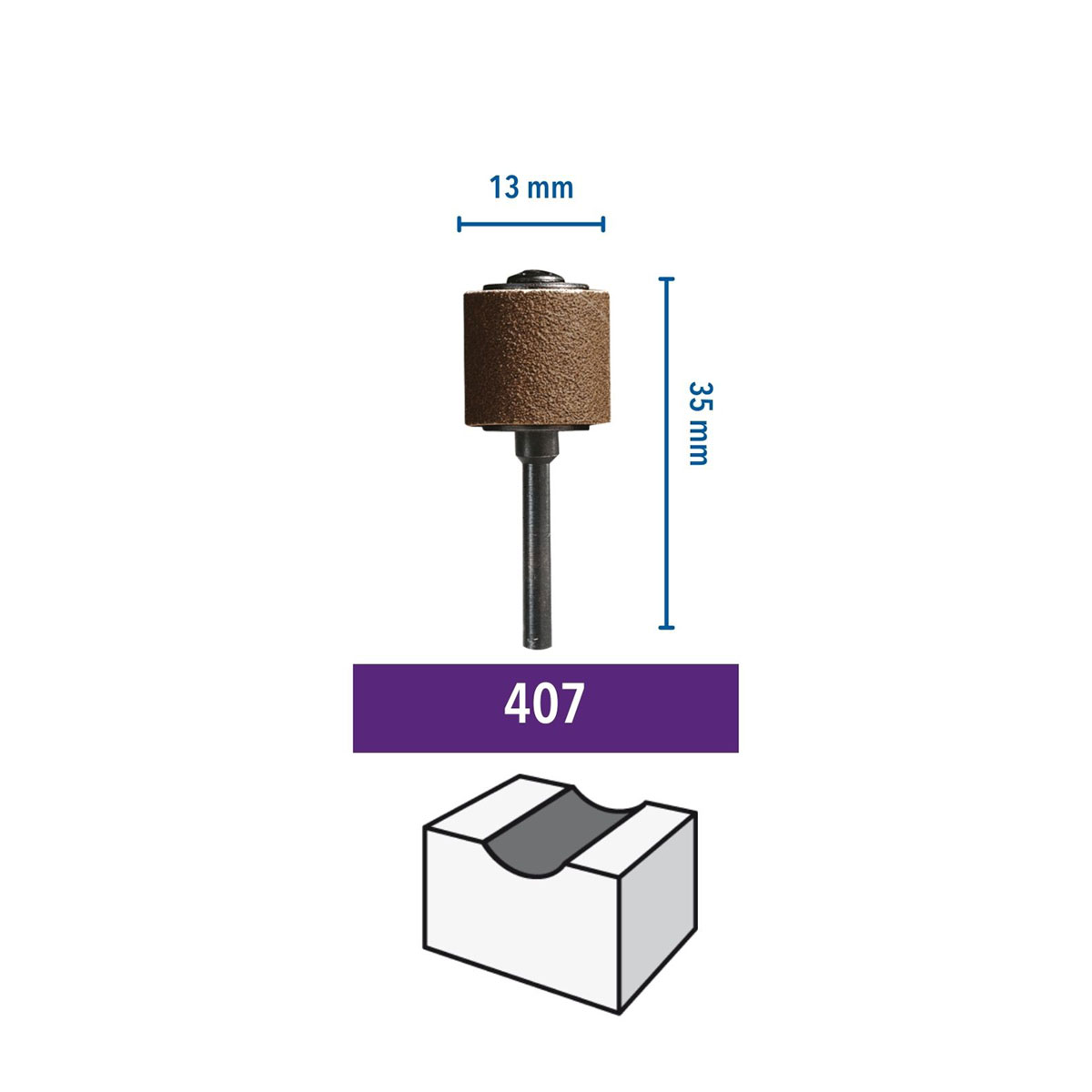 Dremel  Schleifband 13 mm Körnung 60 mit Schleifdorn Bild 2