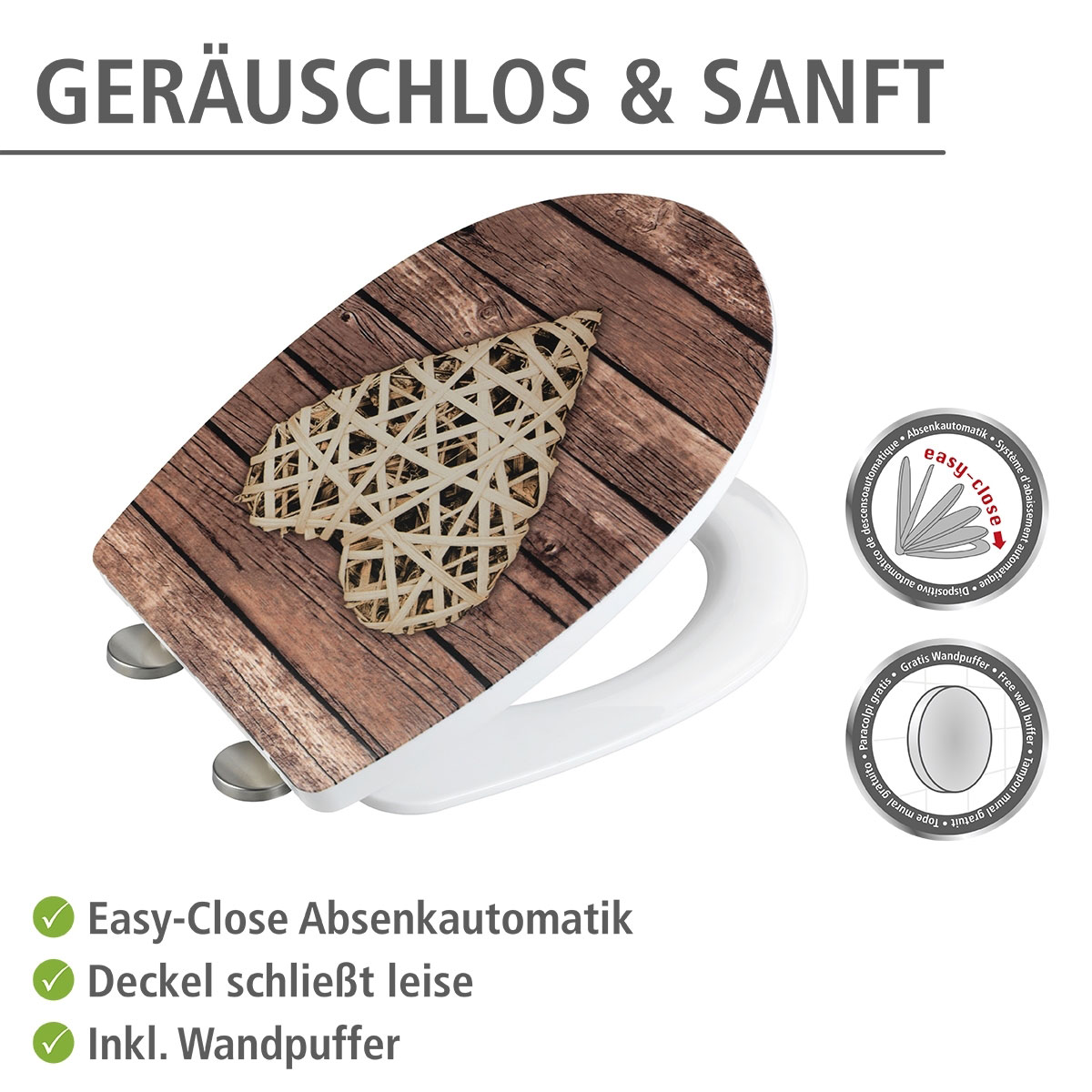 Wenko  WC-Sitz Curly Heart mit Relief Thermoplast Bild 4