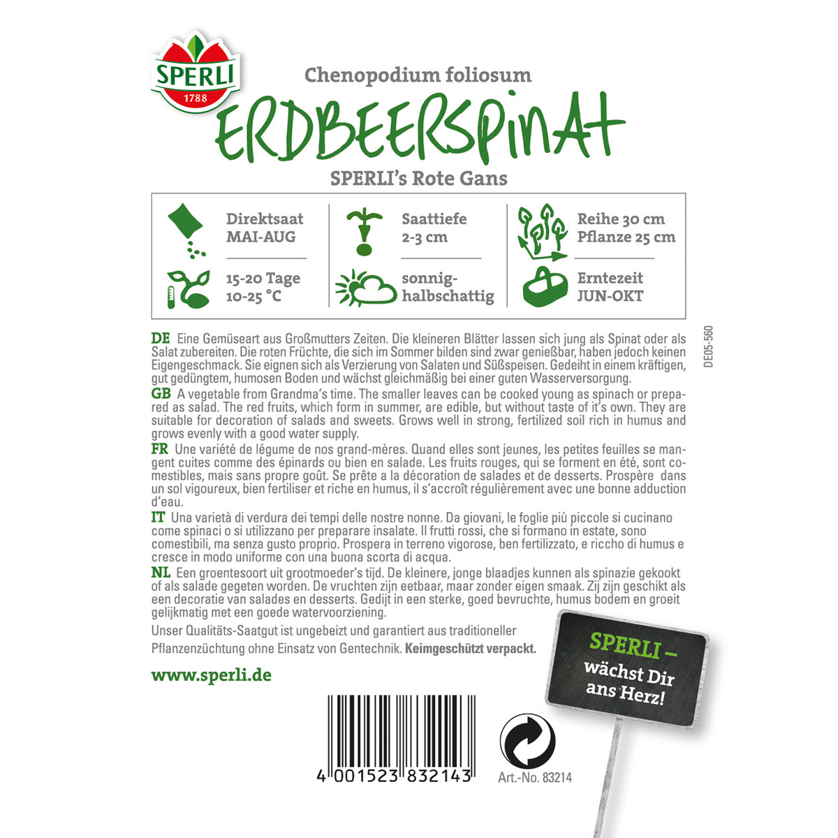 Sperli Erdbeerspinat ngs Rote Gans Bild 2